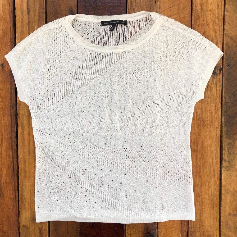 WHBM Knitted Short Sleeve Top with Rhinestones